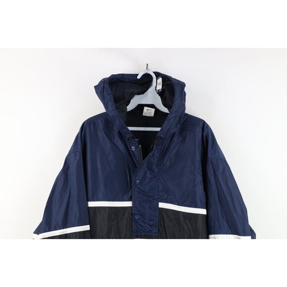 Vintage 90s Nike Mens Medium Travis Scott Mini Swoosh Hooded Anorak Jacket Blue - Picture 2 of 14